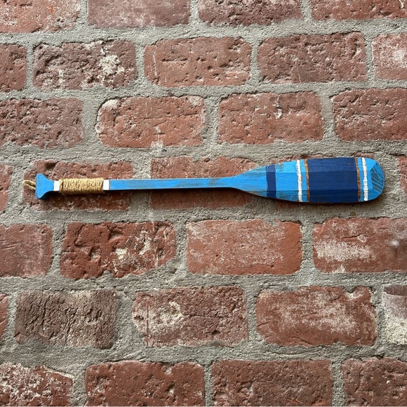 Nautical Wood Blue Decorative Paddle Oar  with rope hook Beach House Lake House - Picture 1 of 16